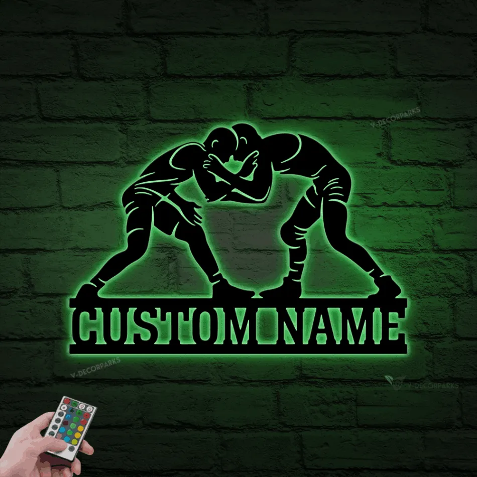 Personalized Wrestling Metal Sign Led Lights, House Decor, Gift For Wrestling Lover, Game Room Decor, Wrestling Sign