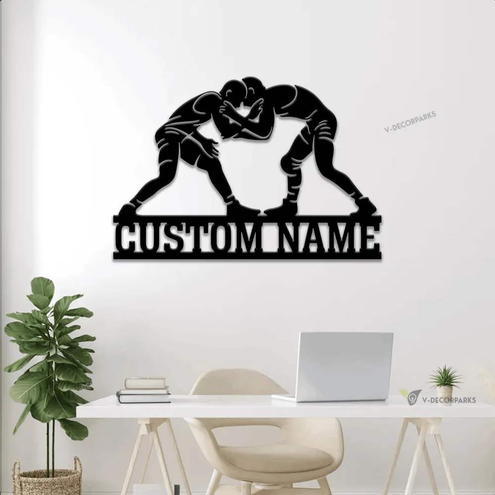 Personalized Wrestling Metal Sign Led Lights, House Decor, Gift For Wrestling Lover, Game Room Decor, Wrestling Sign