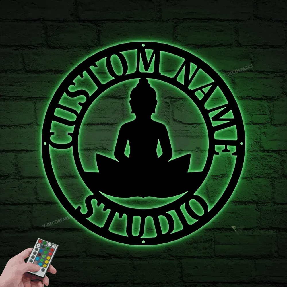 Yoga Studio Decor With Led Lights, Lotus Flower Sign, Lotus Wall Art, Metal Wall Decor, Metal Wall Hangings, Home Decoration, Yoga