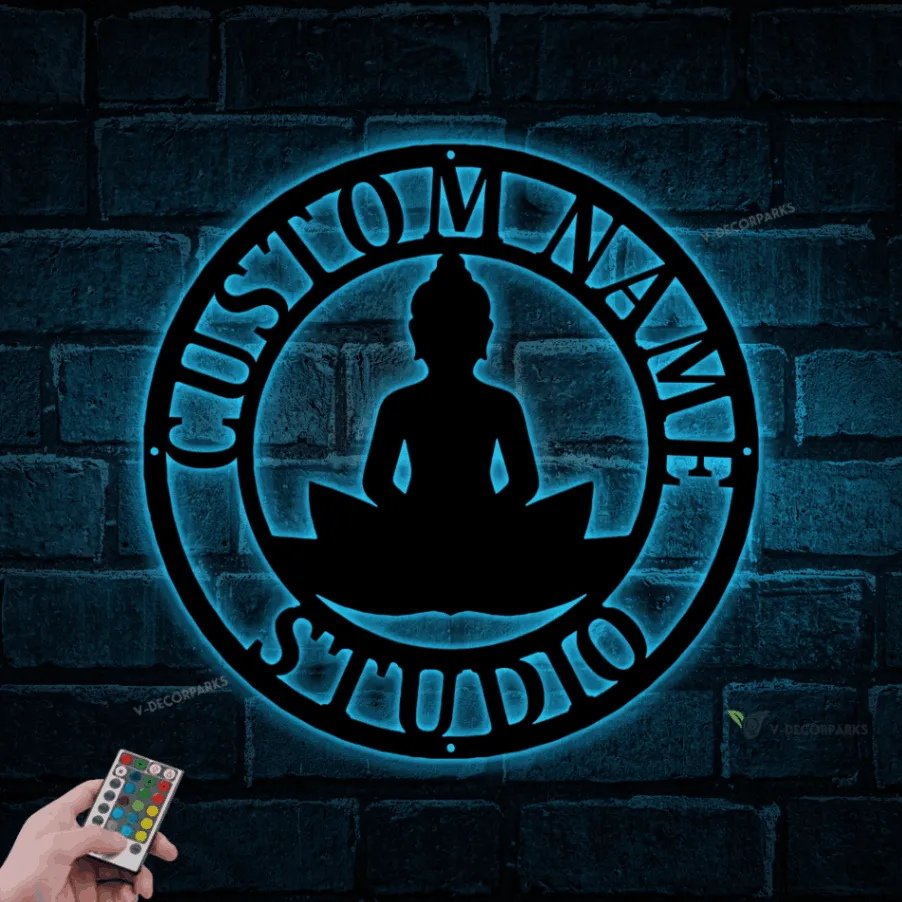 Yoga Studio Decor With Led Lights, Lotus Flower Sign, Lotus Wall Art, Metal Wall Decor, Metal Wall Hangings, Home Decoration, Yoga