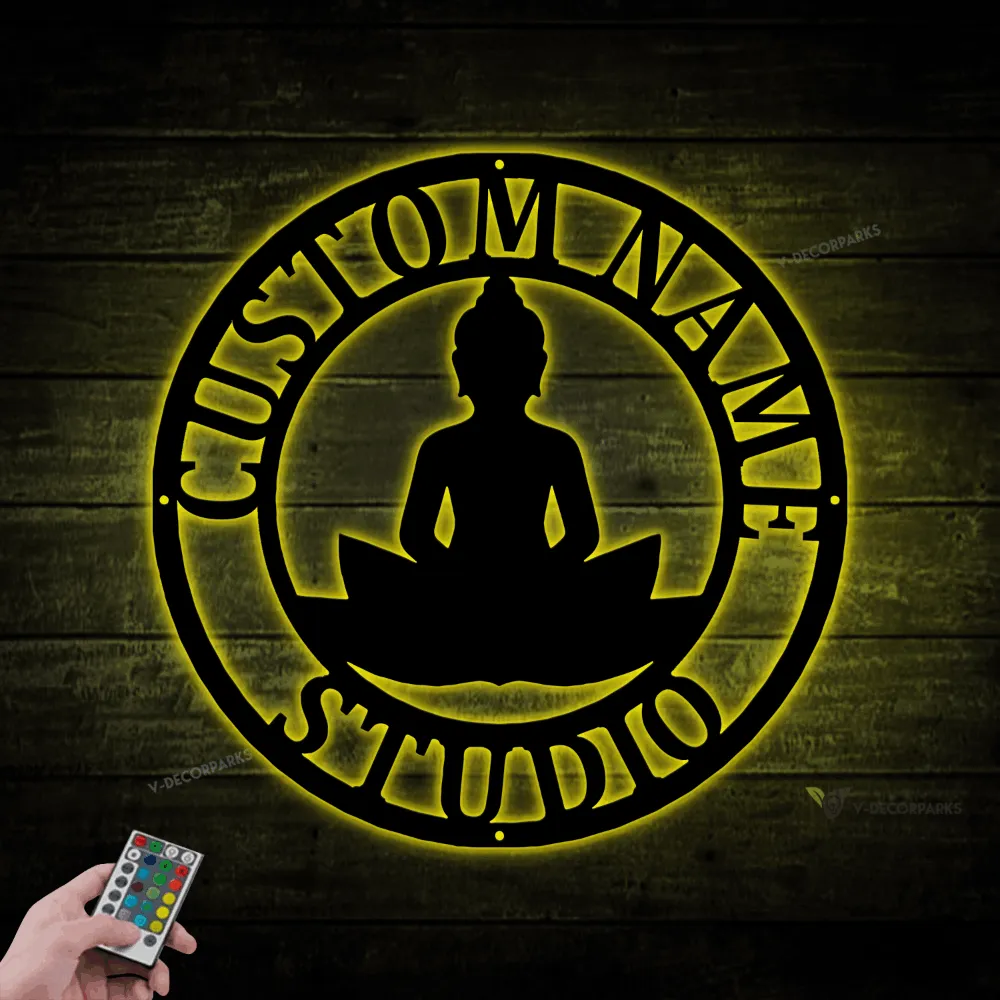 Yoga Studio Decor With Led Lights, Lotus Flower Sign, Lotus Wall Art, Metal Wall Decor, Metal Wall Hangings, Home Decoration, Yoga