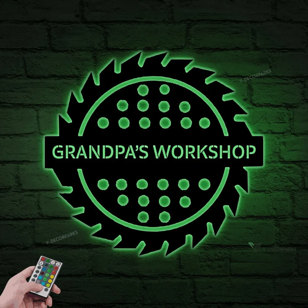 Personalized Workshop Metal Wall With Led Lights, Garage Sign, Beer Cap Holder, Gift For Father's Day, Beer Gifts