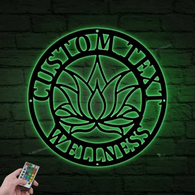 Yoga Studio Decor With Led Lights, Lotus Flower Sign, Lotus Wall Art, Metal Wall Decor, Metal Wall Hangings, Home Decoration, Yoga Sign