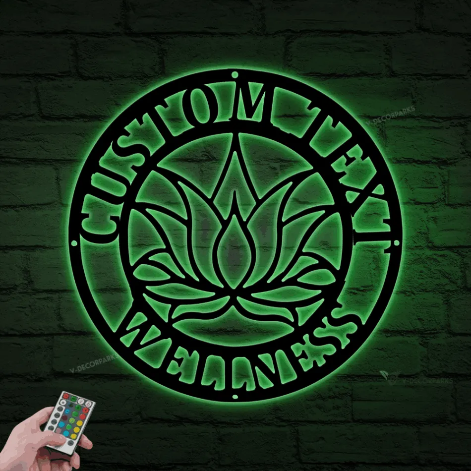 Yoga Studio Decor With Led Lights, Lotus Flower Sign, Lotus Wall Art, Metal Wall Decor, Metal Wall Hangings, Home Decoration, Yoga Sign