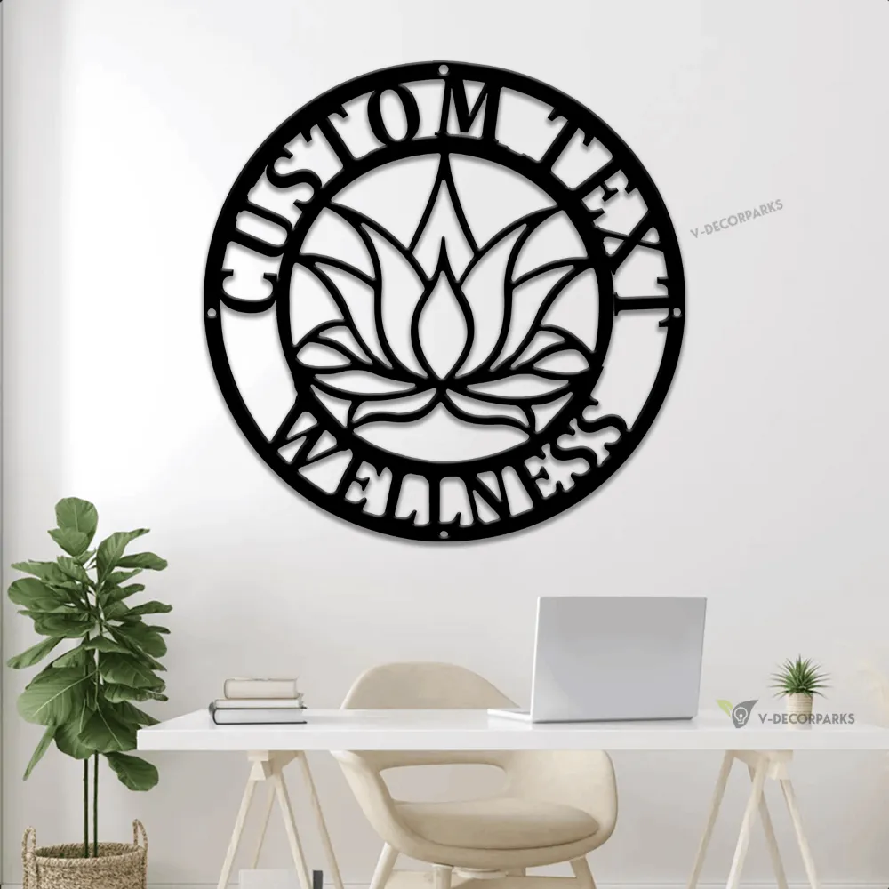 Yoga Studio Decor With Led Lights, Lotus Flower Sign, Lotus Wall Art, Metal Wall Decor, Metal Wall Hangings, Home Decoration, Yoga Sign