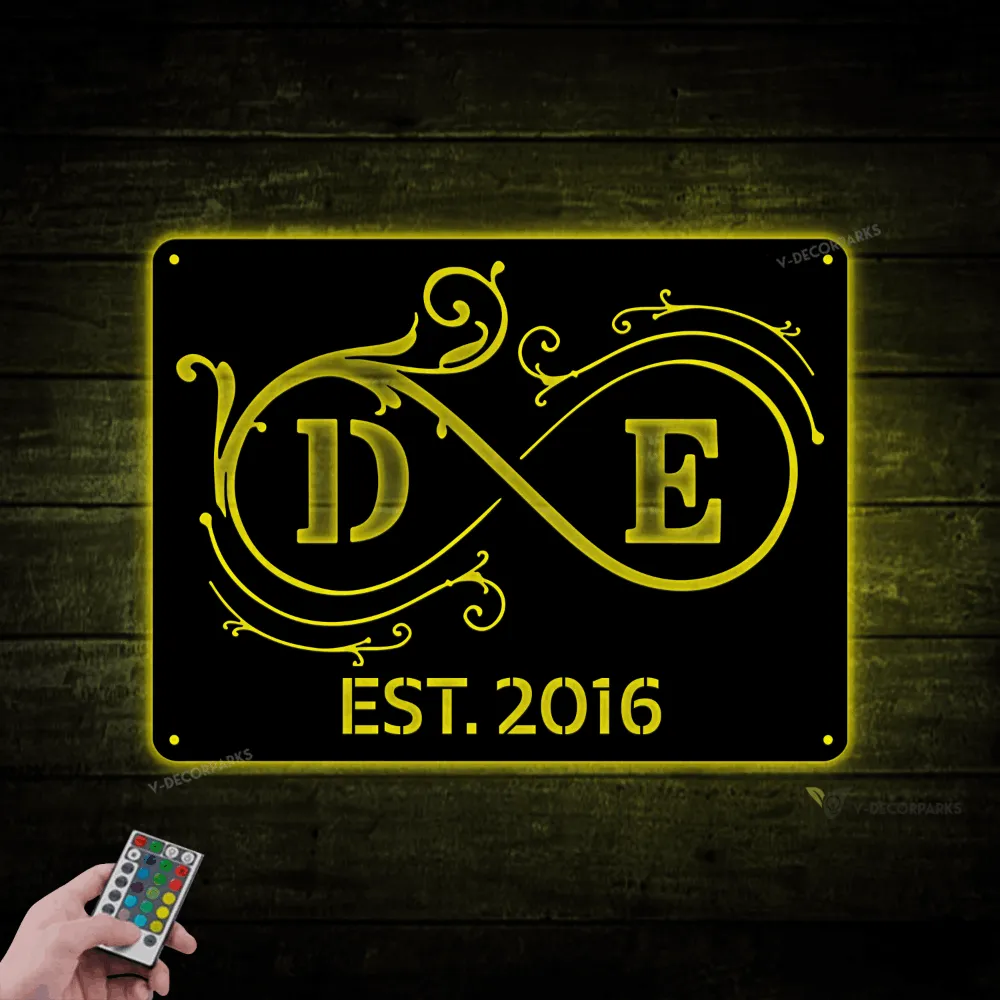 Personalized Wedding Metal Sign With Led Lights, Couple Sign Art, Anniversary, Bedroom Decor, Wall Hanging, Unique Gifts