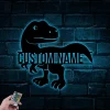 Personalized T Rex Dinosaur Metal Sign With Led Lights, Funny Dino Skeleton, Jurassic Park Metal Wall Art