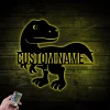 Personalized T Rex Dinosaur Metal Sign With Led Lights, Funny Dino Skeleton, Jurassic Park Metal Wall Art