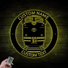 Personalized Train Metal Wall With Led Lights, Custom Train Engineer Anniversary Gift, Railroad Metal Sign, Rail Sign