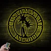 Personalized Palm Tree Metal Sign With Led Lights - Beach House Signs - Door Hanger - Metal Wall Art - Beach Decor - Coastal Decor