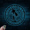 Personalized Palm Tree Metal Sign With Led Lights - Beach House Signs - Door Hanger - Metal Wall Art - Beach Decor - Coastal Decor