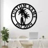 Personalized Palm Tree Metal Sign With Led Lights - Beach House Signs - Door Hanger - Metal Wall Art - Beach Decor - Coastal Decor