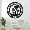 Personalized Palm Tree Metal Sign With Led Lights - Beach House Signs - Door Hanger - Metal Wall Art - Beach Decor - Coastal Decor