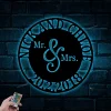 Personalized Mr. And Mrs. Date Metal Sign With Led Lights - Wedding Gift - Custom Metal Sign - Anniversary Gift - Metal Wall Art