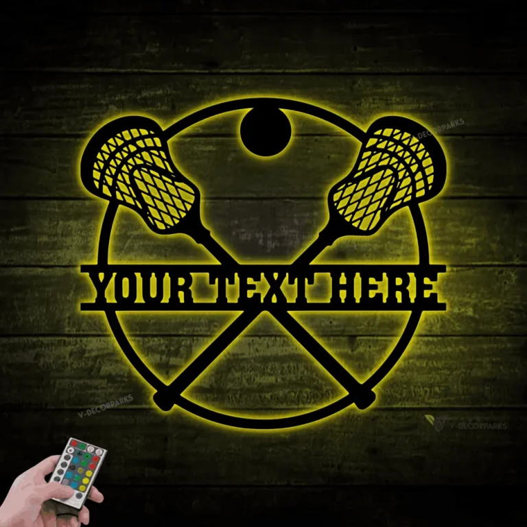 Personalized Lacrosse Sticks Metal Sign Led Lights, Sport Lacrosse Player Gift, Custom Name Sign Decor, Father's Day Gifts