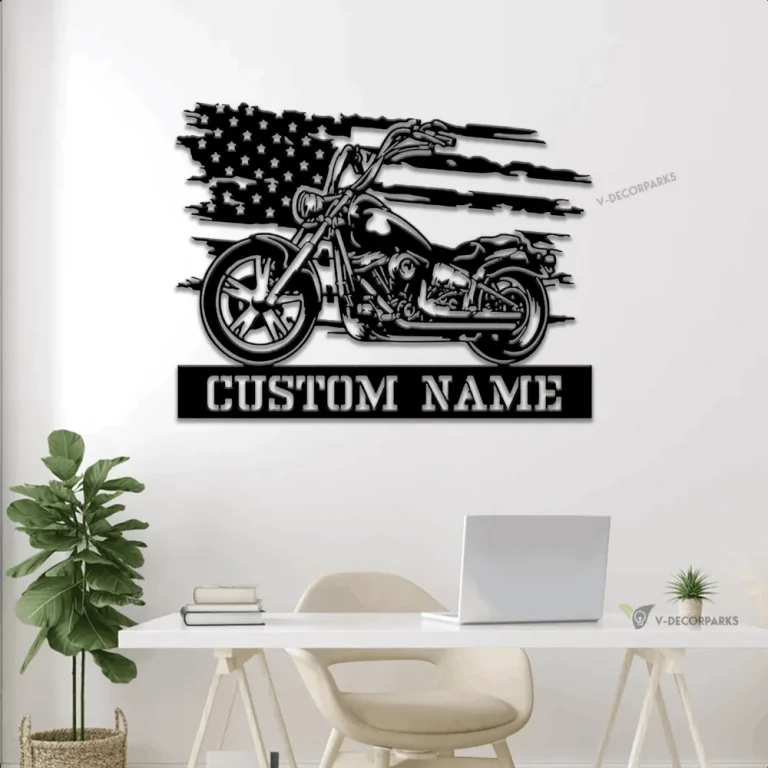 Personalized Motorcycle Metal Sign With Led Lights, Motorcycle Metal Wall, Biker Home Decor, Motorcycle Garage Name Sign