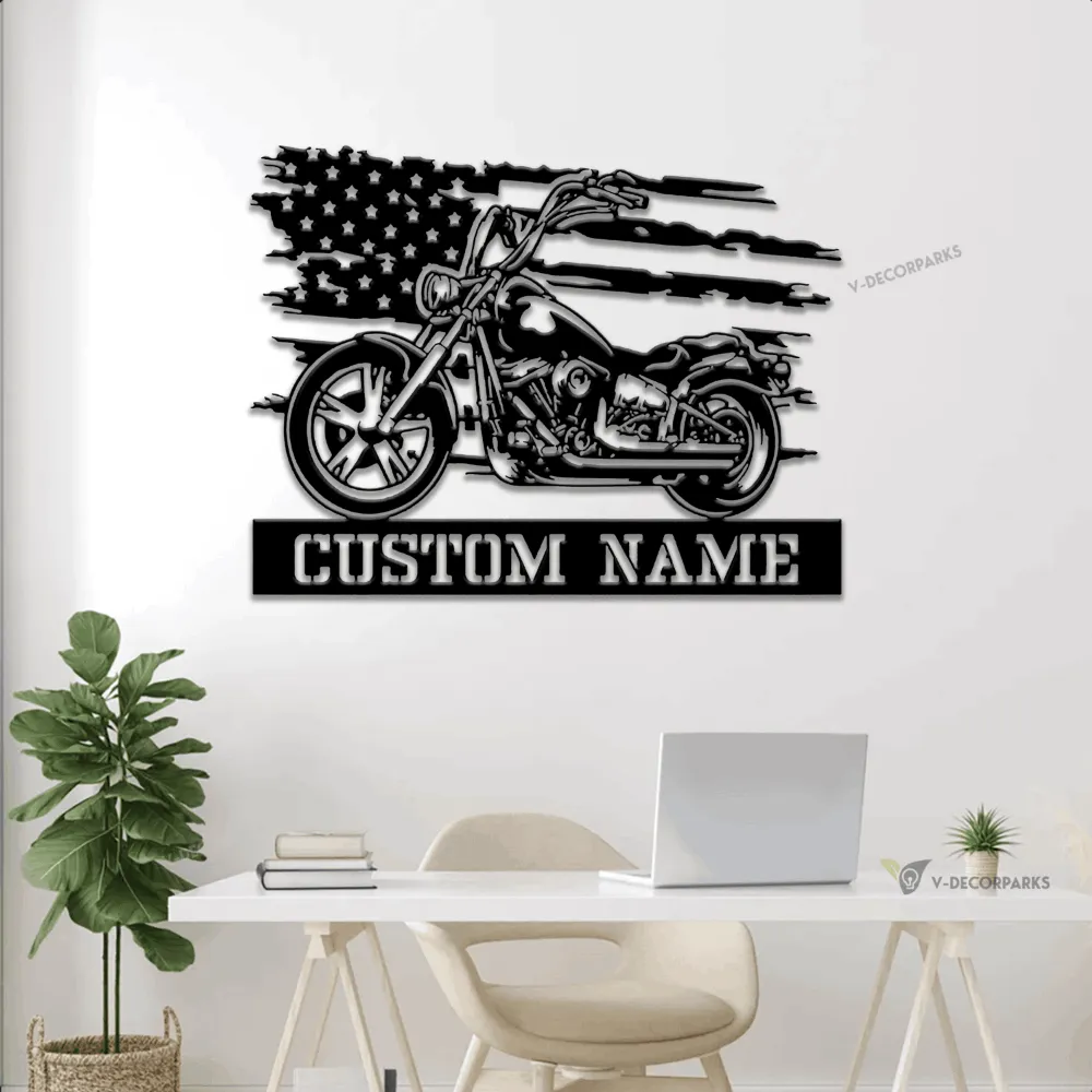 Personalized Motorcycle Metal Sign With Led Lights, Motorcycle Metal Wall, Biker Home Decor, Motorcycle Garage Name Sign