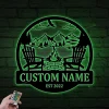 Personalized Mountains Fire Pit Metal Sign With Led Lights, Custom Camping Name Metal Wall Art, Campsite Decor, Camping Sign