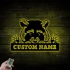 Personalized Raccoon Metal Sign With Led Lightss, Animal Funny Gift, Raccoon Signs, Paw Raccoon Metal Wall Art