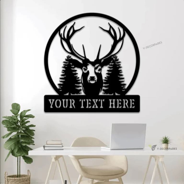 Personalized Deer Head Metal Sign With Led Lights, Hunting Sign, Hunting Lover, Deer Hunting, House Decor, Wall Hanging