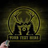 Personalized Deer Head Metal Sign With Led Lights, Hunting Sign, Hunting Lover, Deer Hunting, House Decor, Wall Hanging