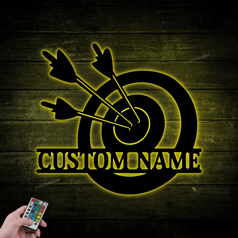 Personalized Bow & Arrow Metal Sign With Led Lights, Archery, Gift For Him, Wall Hanging, House Decor, Arrow Wall Art, Home Decor