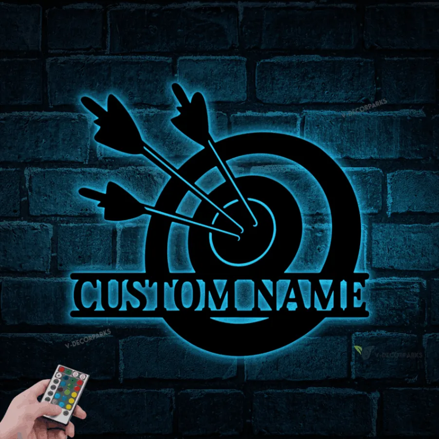 Personalized Bow & Arrow Metal Sign With Led Lights, Archery, Gift For Him, Wall Hanging, House Decor, Arrow Wall Art, Home Decor