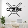 Personalized Baseball Custom Name Monogram Metal Sign With Led Lights, Baseball Bats, Nursery Decor, Metal Name Sign