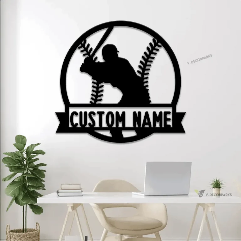 Personalized Baseball Custom Name Monogram Metal Sign With Led Lights ...