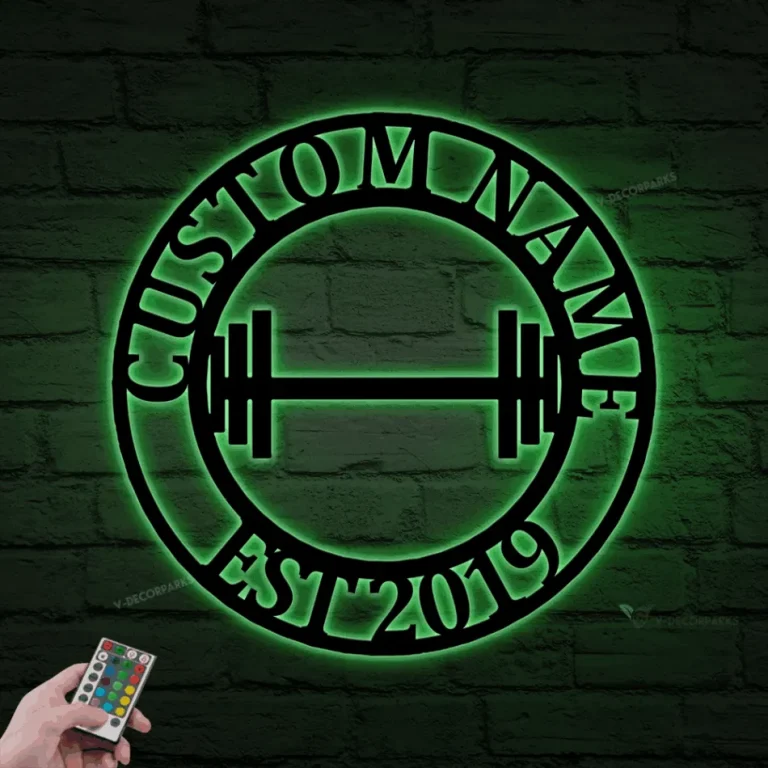 Gym Sign Personalized Home Gym Sign With Led Lights Custom Metal Gym Sign Home Gym Sign Cross Fit Sign