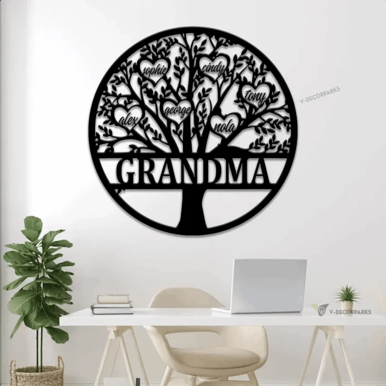 Personalized Family Tree Metal Sign With Led Lights, Custom Family Metal Wall Art For House Decor, New Home, Housewarming Gift, Mother's Day Gift