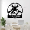 Personalized Deer Hunting Fishing Metal Sign With Led Lights, Custom Metal Wall Art For Campsite Decor, Housewarming Gift