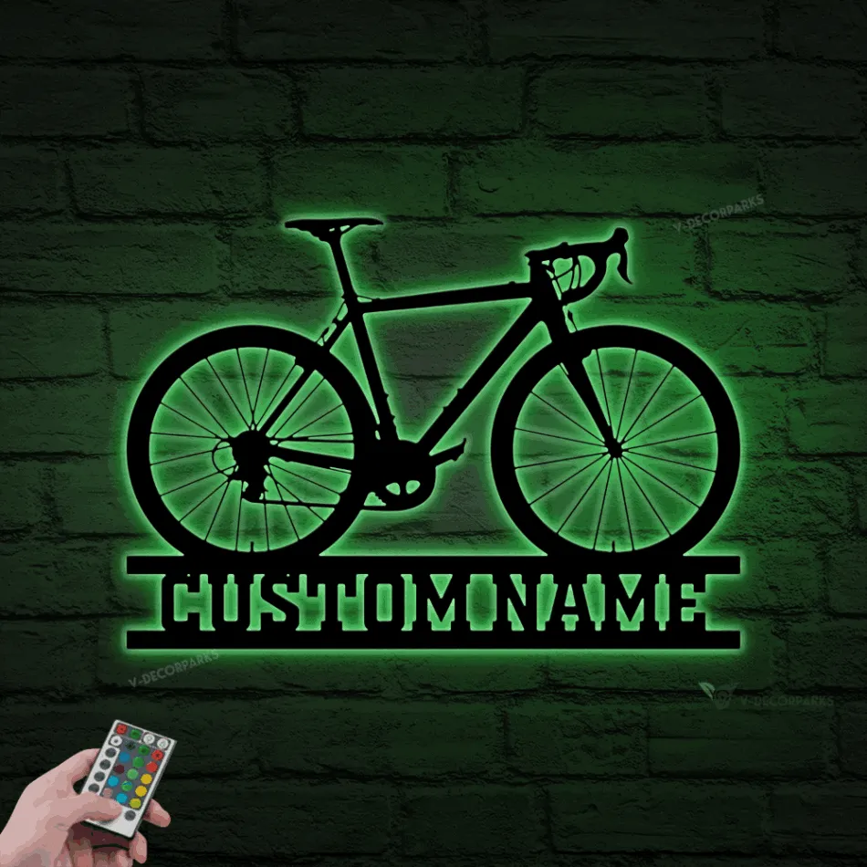 Bicycle Metal Sign With Colorful Led Lights, Cycling Sign Art, Living Room Decor, Unique Gift, Bicycle Gifts, Cycle Sign