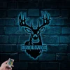 Personalized Deer Buck Head Metal Sign With Led Lights, Custom Dear Antler Metal Wall Art For Deer Hunting Campsite