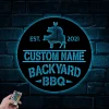 Personalized Backyard Bbq Metal Sign With Led Lights, Backyard Bbq Sign, Sign For Backyard Decor, Grill And Chill Sign