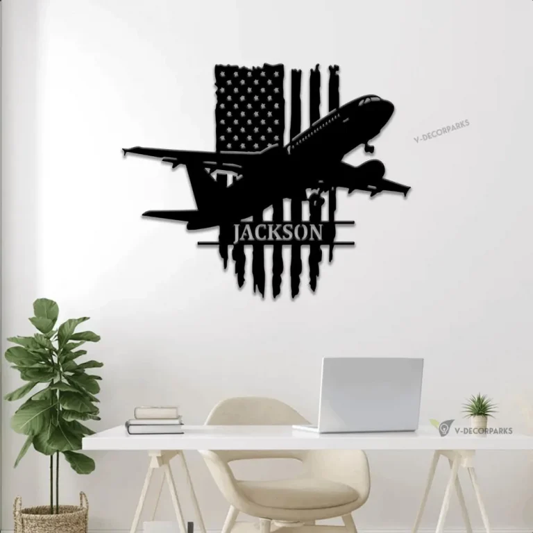 Personalized Airplane Metal Sign With Led Lights, Custom Wall Art For Home Decor, Father's Day Gift, Birthday Gift