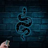 Snake Moon Phase Metal Wall Art With Led Lights, Snake Wall Art, Celestial Snake Sign, Snake Lover Outdoor Home Decor