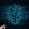 Wolf With Flowers Metal Sign With Led Lights, Wolf With Flowers Wall Art, Wolf Flower Decor, Wolf Head Sign