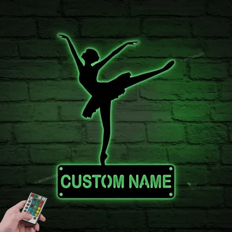 Ballet Metal Wall Art With Led Lights, Ballet Metal Signs, Ballet Dancer Name Sign Decor, Ballerina Metal Wall Art