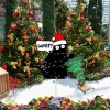 What Black Cat Christmas Tree Metal Garden Sign, Metal Yard Decoration For Cat Lovers