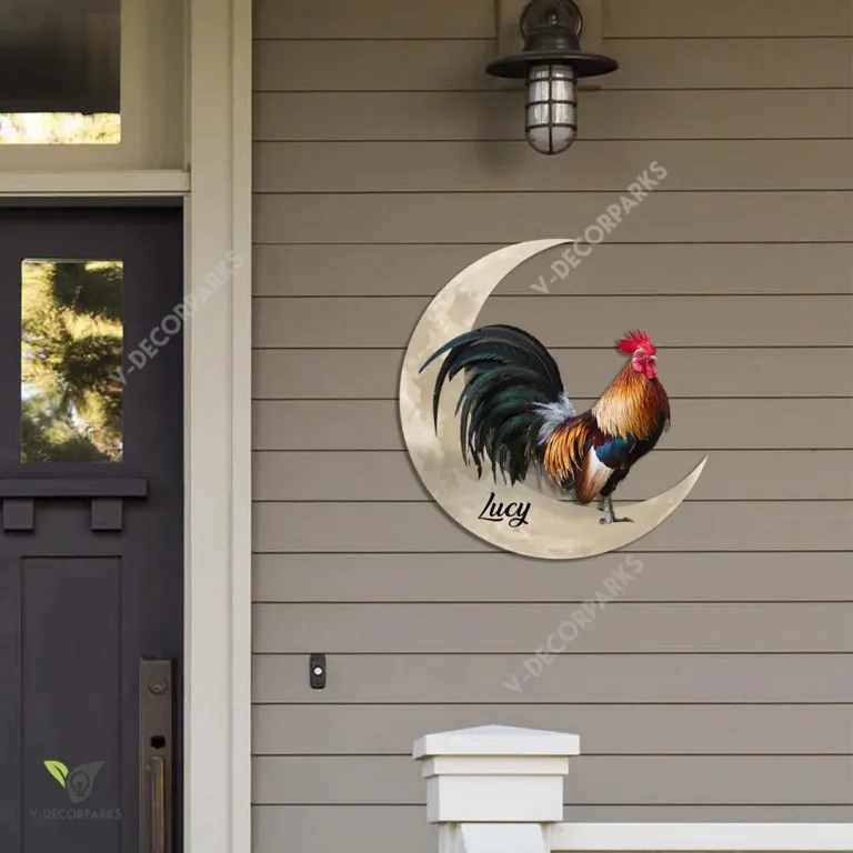 Rooster Chicken And Moon Metal Sign, Farm, Farmhouse Decoration