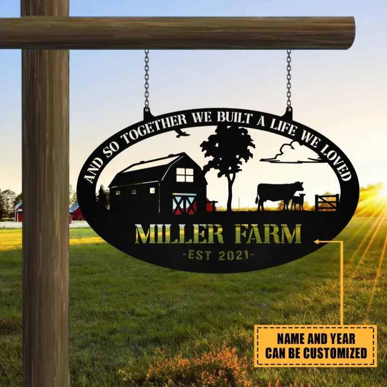 Personalized Metal Farm Sign Barn Cow Cattle Monogram, Custom Outdoor Farmhouse