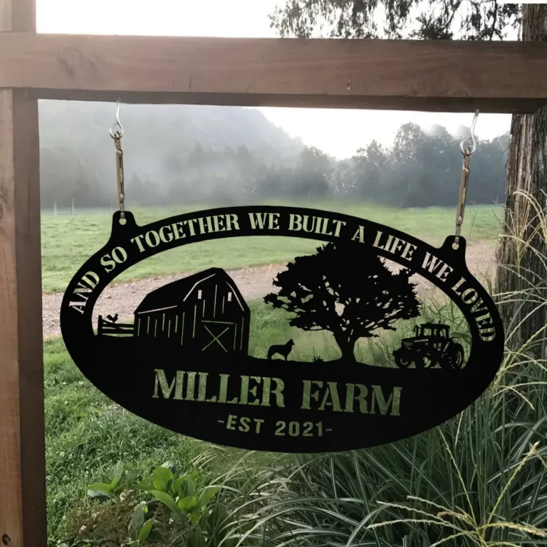 Personalized Metal Farm Sign Barn Dog Rooster Monogram