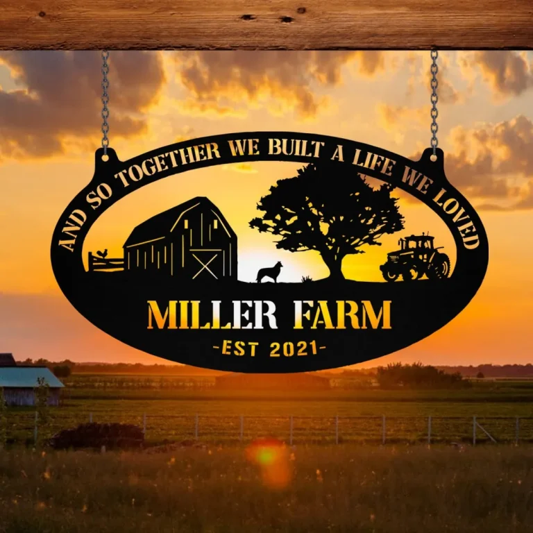 Personalized Metal Farm Sign Barn Dog Rooster Monogram