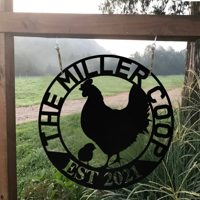 Personalized Hen Chick Chicken Metal Farm Coop Sign