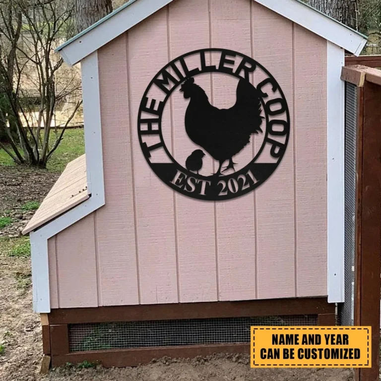 Personalized Hen Chick Chicken Metal Farm Coop Sign