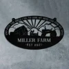 Personalized Metal Farm Sign Barn Rooster Tractor Farmhouse, Entry Road, Front Gate