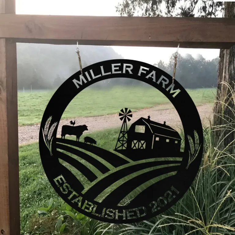 Personalized Metal Farm Sign Barn Cow Cattle, Custom Outdoor Front Gate