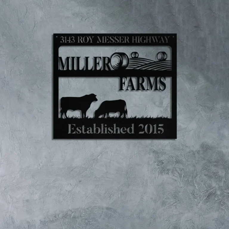 Personalized Metal Farm Sign Barn Cow Cattle Monogram