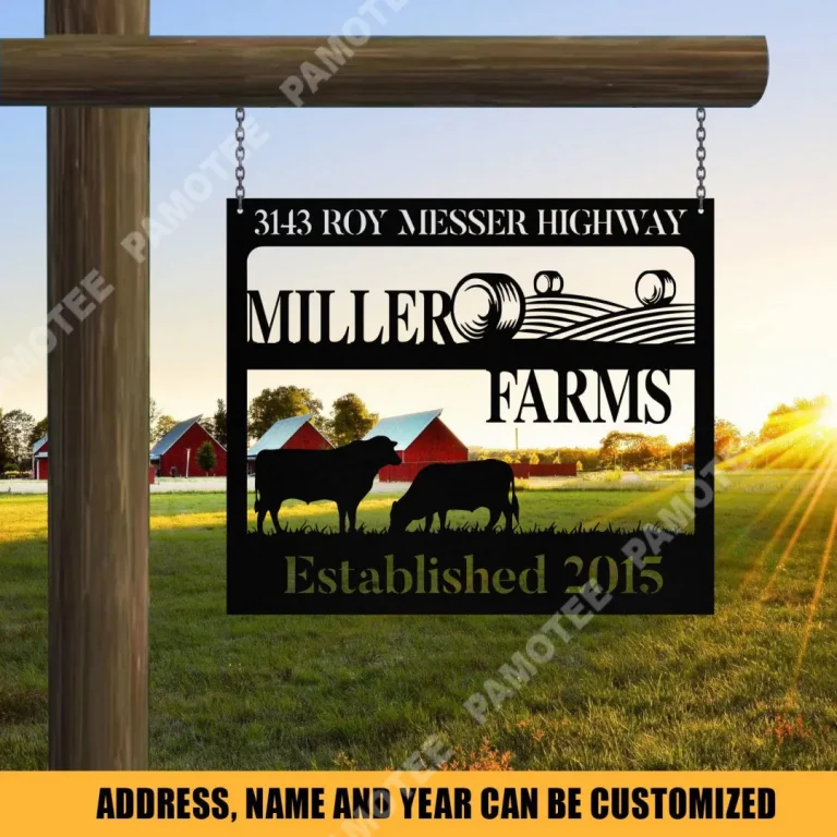 Personalized Metal Farm Sign Barn Cow Cattle Monogram